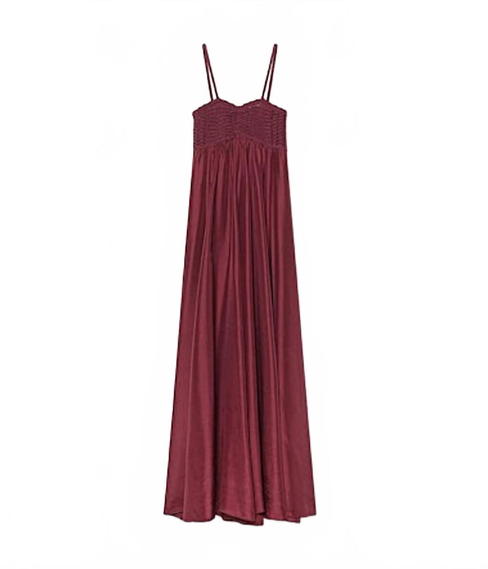 NEW FORTE FORTE women's habotai silk crochet effect bustier dress in ruby